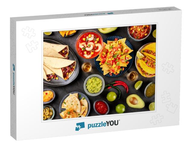 Mexican Food, Many Dishes of the Cuisine of Mexico, Flat... Jigsaw Puzzle