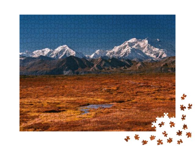 Alaska's Mount Denali on a Clear Blue Sky Day, with Early... Jigsaw Puzzle with 1000 pieces