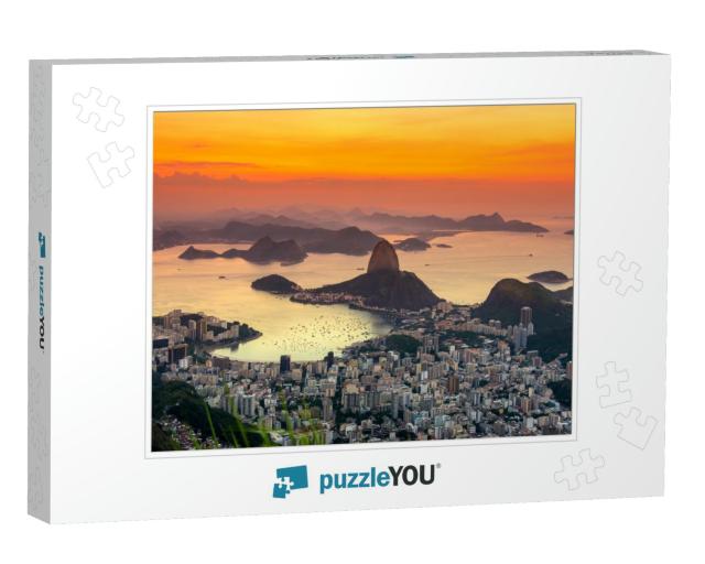 Sunset View of Mountain Sugar Loaf & Botafogo in Rio De J... Jigsaw Puzzle