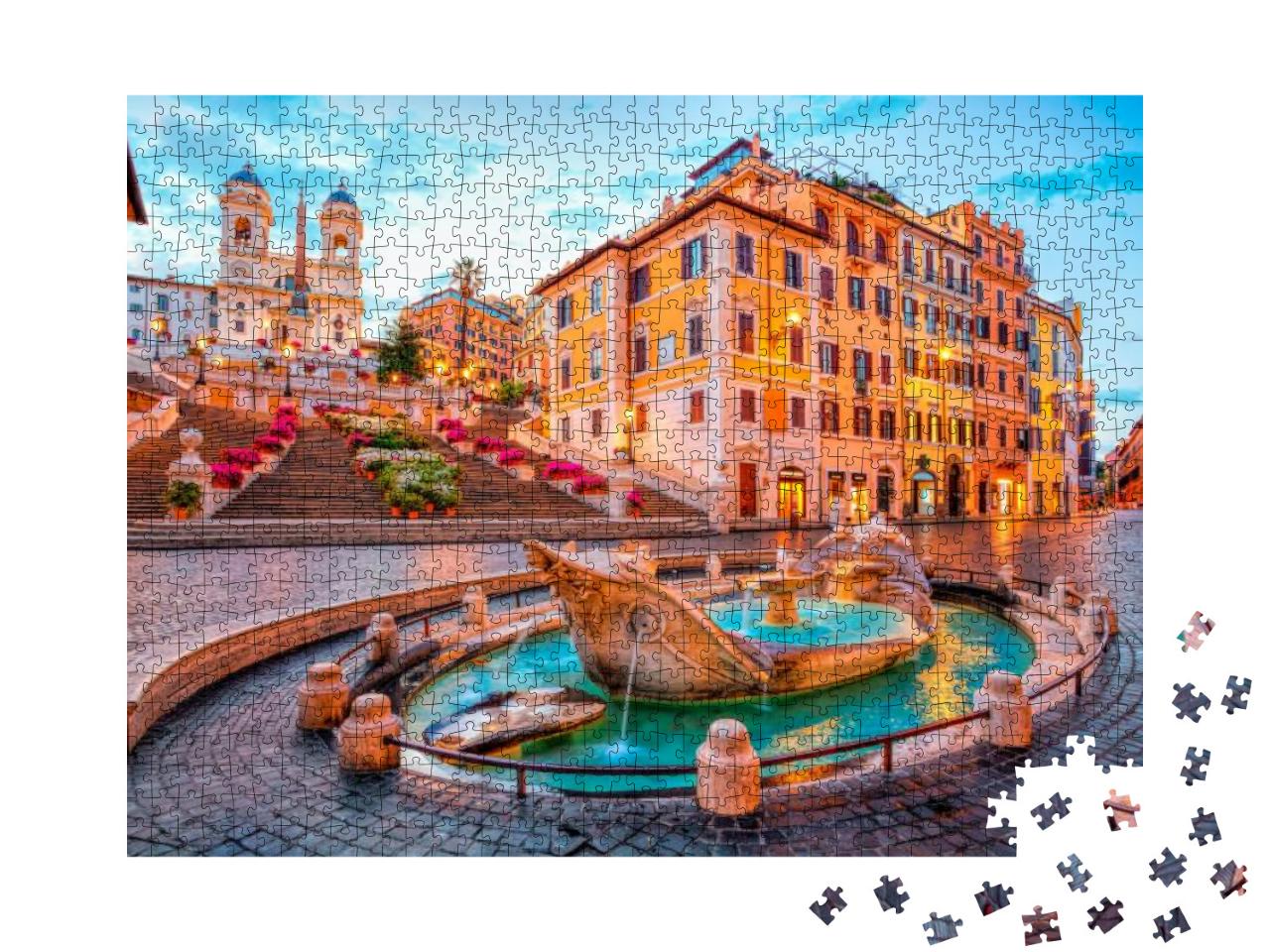 Piazza De Spagna in Rome, Italy. Spanish Steps in the Mor... Jigsaw Puzzle with 1000 pieces