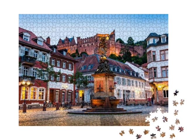 Heidelberg Night View, Long Exposure of Historical City H... Jigsaw Puzzle with 1000 pieces