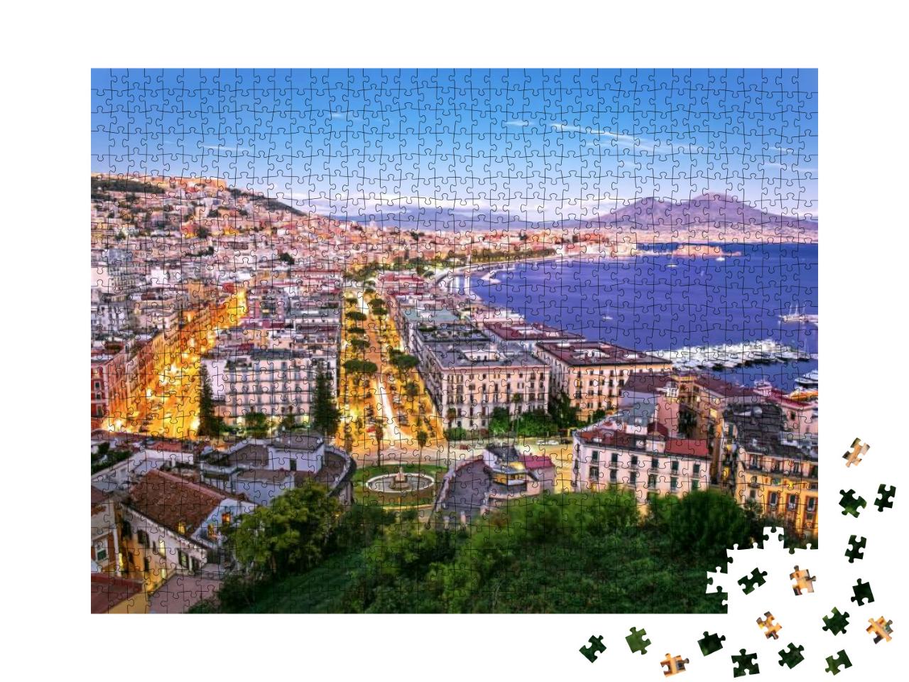 Panoramic Scenic View of Naples At Night, Campania, Italy... Jigsaw Puzzle with 1000 pieces