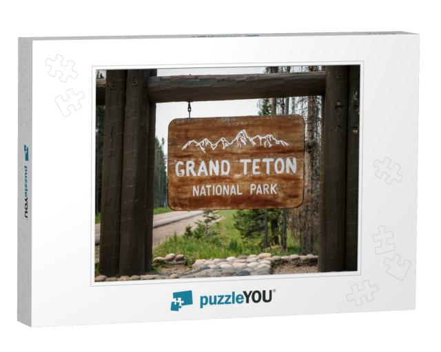 The Official Entry Sign to Grand Teton National Park, Wyo... Jigsaw Puzzle