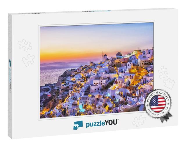 Beautiful View of Fabulous Picturesque Village of Oia wit... Jigsaw Puzzle