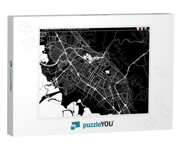 Simple Map of Fremont, California, Usa. Black & White Ver... Jigsaw Puzzle