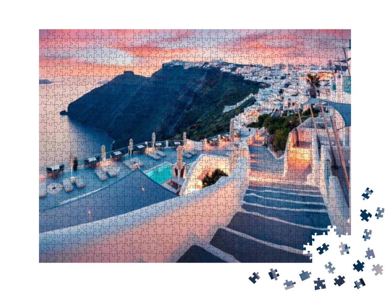 Great Evening View of Santorini Island. Picturesque Sprin... Jigsaw Puzzle with 1000 pieces