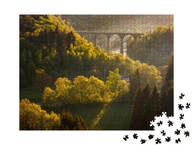 Ardennes, Belgium. Sunrise in Countryside & Forest Near H... Jigsaw Puzzle with 1000 pieces