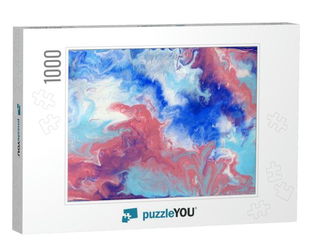Fluid Art. Abstract Colorful Acrylic Background. Liquid M... Jigsaw Puzzle with 1000 pieces