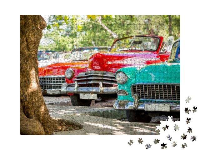 Classic Cars in Havana, Cuba... Jigsaw Puzzle with 1000 pieces