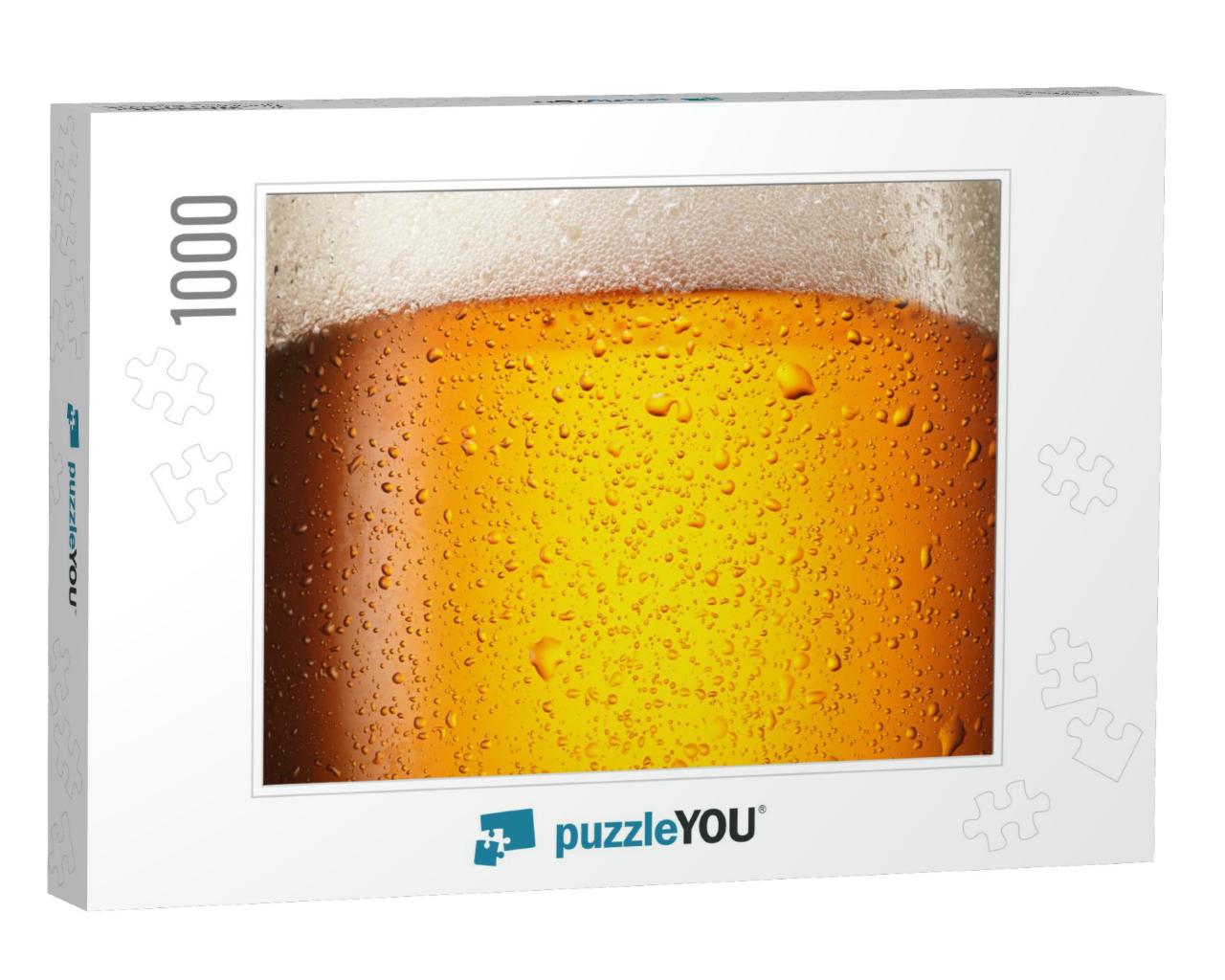 Water Drops on Glass of Beer. Close Up Beer Background... Jigsaw Puzzle with 1000 pieces