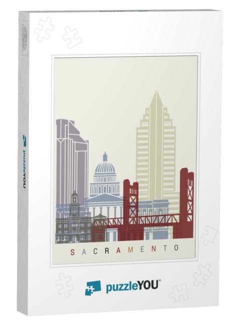 Sacramento Skyline Poster in Editable Vector File... Jigsaw Puzzle