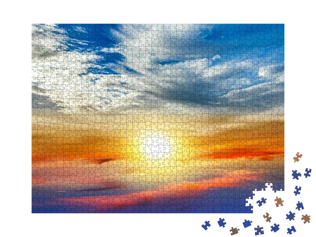 Colorful Sky with Sun in Clouds of Altitude... Jigsaw Puzzle with 1000 pieces