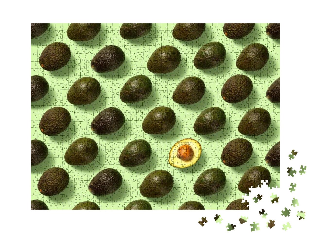 Avocado Hass. Laid Out in a Seamless Pattern. Top View. N... Jigsaw Puzzle with 1000 pieces