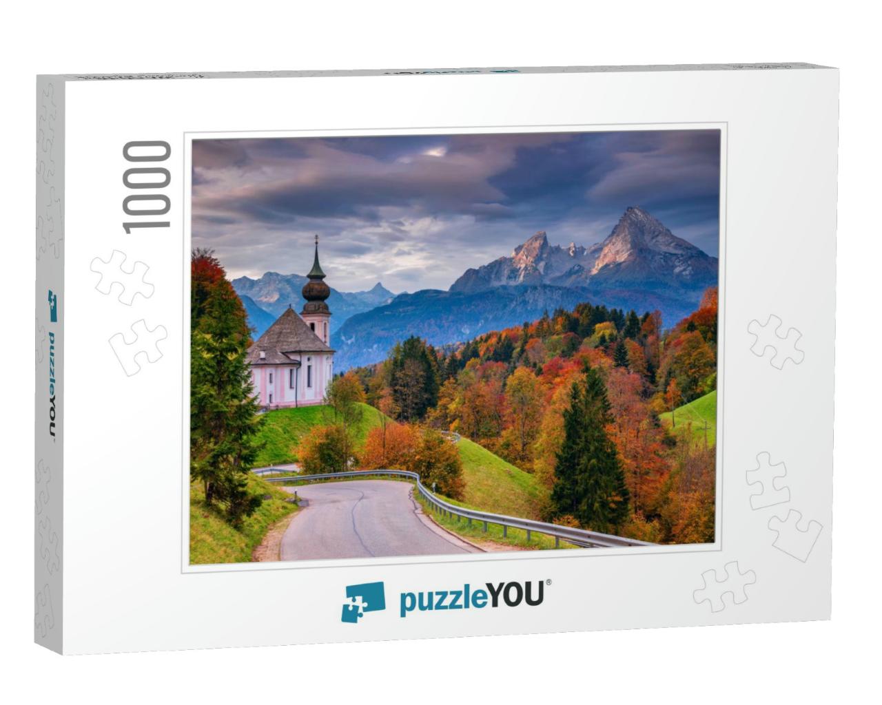 Autumn in Alps. Image of the Bavarian Alps with Maria Ger... Jigsaw Puzzle with 1000 pieces