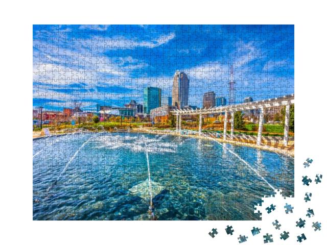 Charlotte North Carolina Nc Skyline from First Ward Park... Jigsaw Puzzle with 1000 pieces
