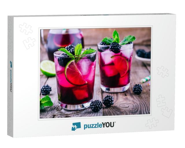 Blackberry Lemonade Cold with Lime, Mint & Ice... Jigsaw Puzzle