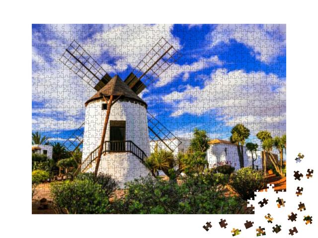 Landmarks of Fuerteventura - Traditional Windmill in Anti... Jigsaw Puzzle with 1000 pieces