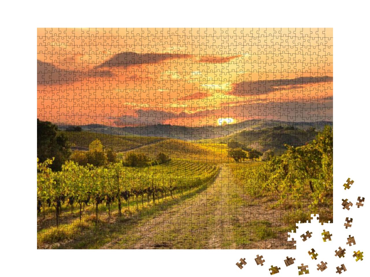 Vineyards & Winery on Sunset... Jigsaw Puzzle with 1000 pieces