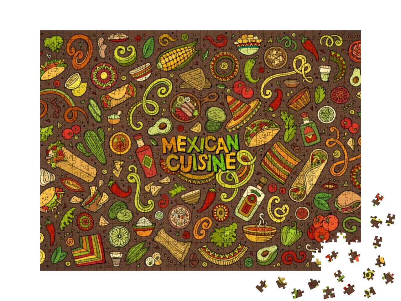 Colorful Vector Hand Drawn Doodle Cartoon Set of Mexican... Jigsaw Puzzle with 1000 pieces
