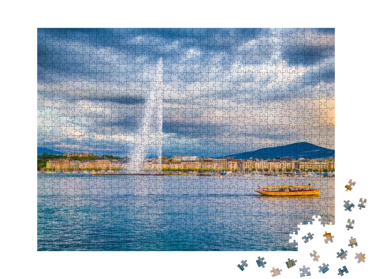Panoramic View of Historic Geneva Skyline with Famous Jet... Jigsaw Puzzle with 1000 pieces