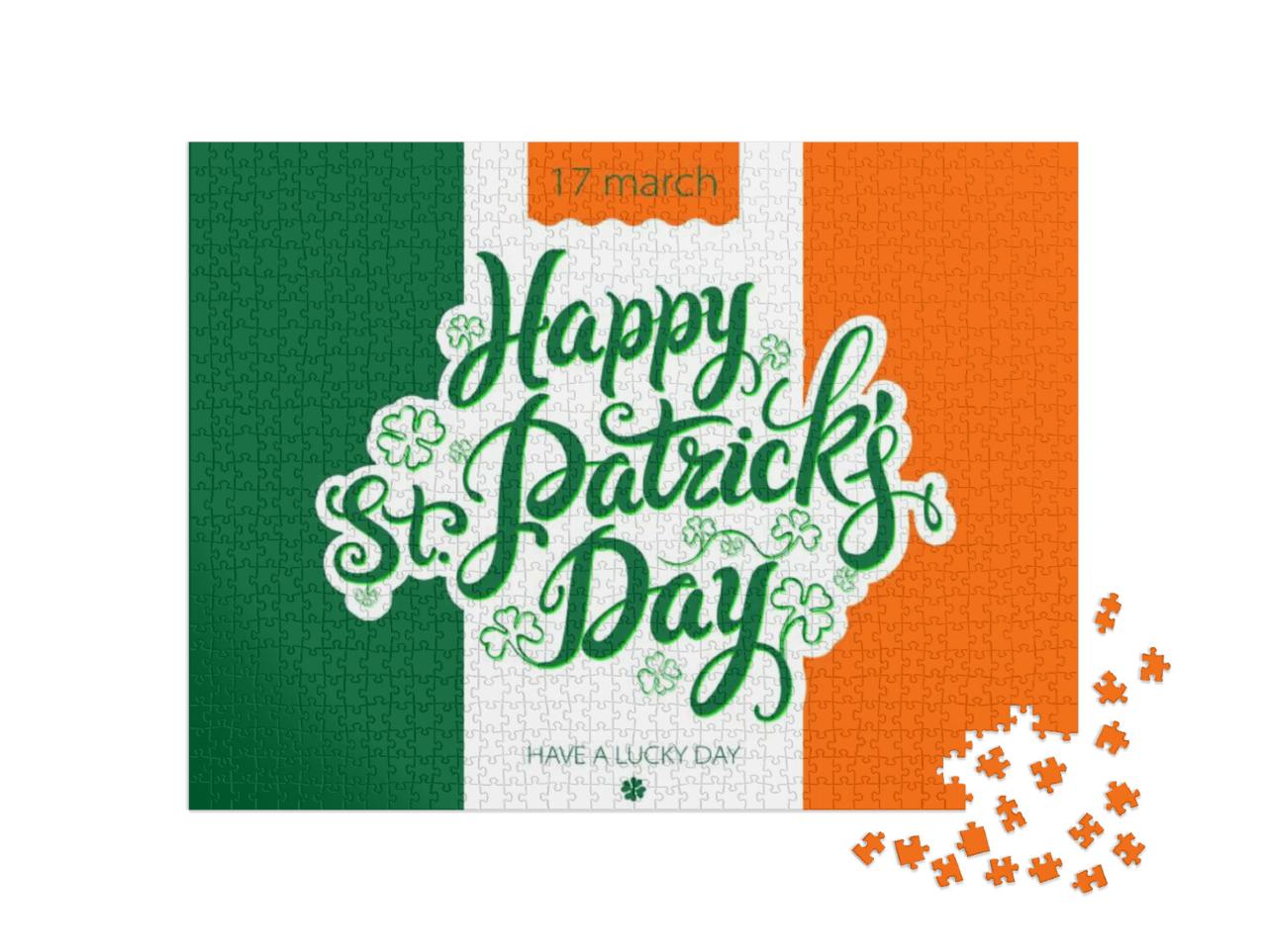 Lettering Happy St. Patrick's Day on the Background... Jigsaw Puzzle with 1000 pieces