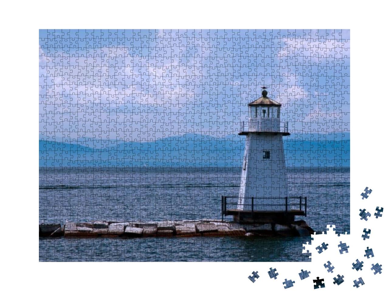 Burlington Breakwater North Lighthouse, in Burlington Har... Jigsaw Puzzle with 1000 pieces
