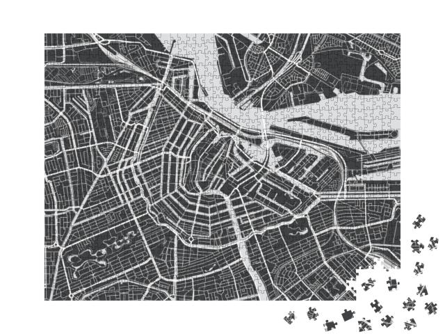 Vector Detailed Map Amsterdam... Jigsaw Puzzle with 1000 pieces