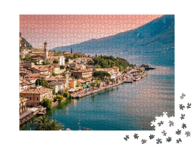 Panorama of Limone Sul Garda, a Small Town on Lake Garda... Jigsaw Puzzle with 1000 pieces
