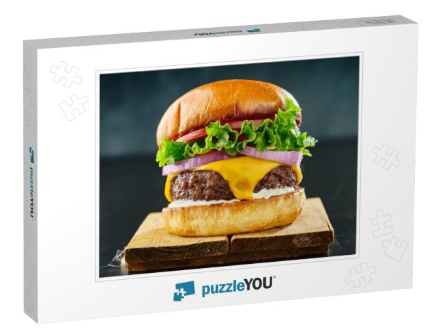 Thick Cheeseburger with American Cheese, Lettuce Tomato &... Jigsaw Puzzle