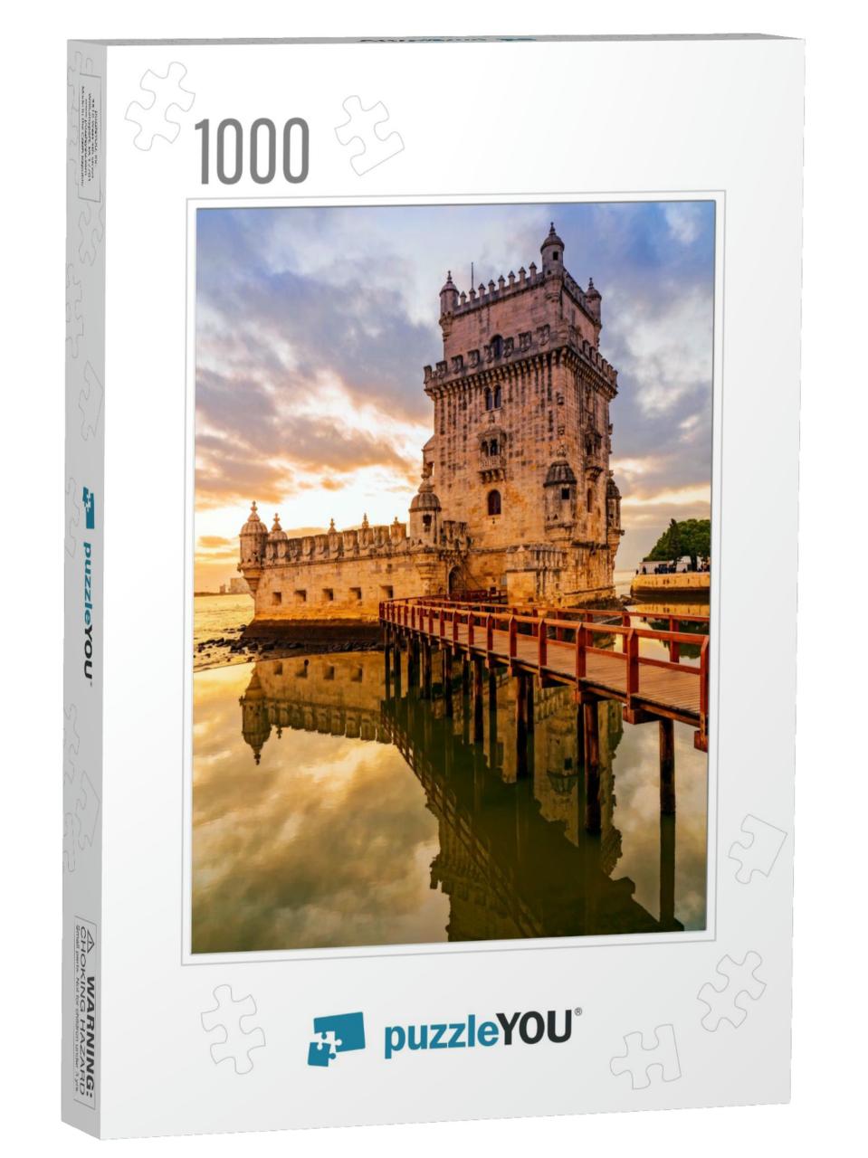 Belem Tower At Sunset in Lisbon, Portugal... Jigsaw Puzzle with 1000 pieces