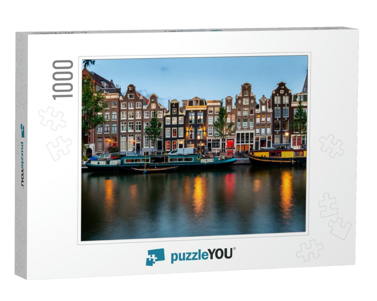 Long Exposure Photo of Buildings At Blue Hour in Amsterda... Jigsaw Puzzle with 1000 pieces