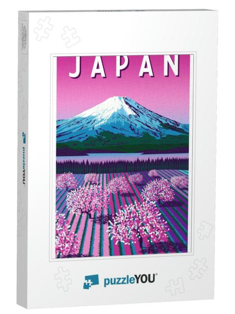 Romantic Rural Landscape in Spring Day in Japan. Handmade... Jigsaw Puzzle