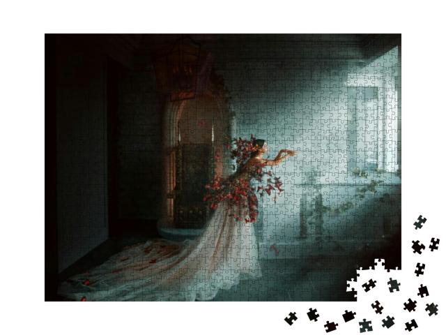 Artwork Photo. Image Gothic Queen. Black Orange Monarch B... Jigsaw Puzzle with 1000 pieces