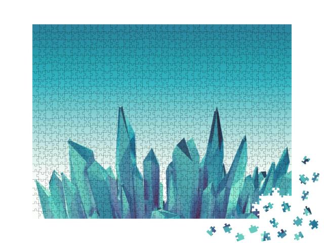 3D Abstract Arctic Crystals, Blue Ice... Jigsaw Puzzle with 1000 pieces