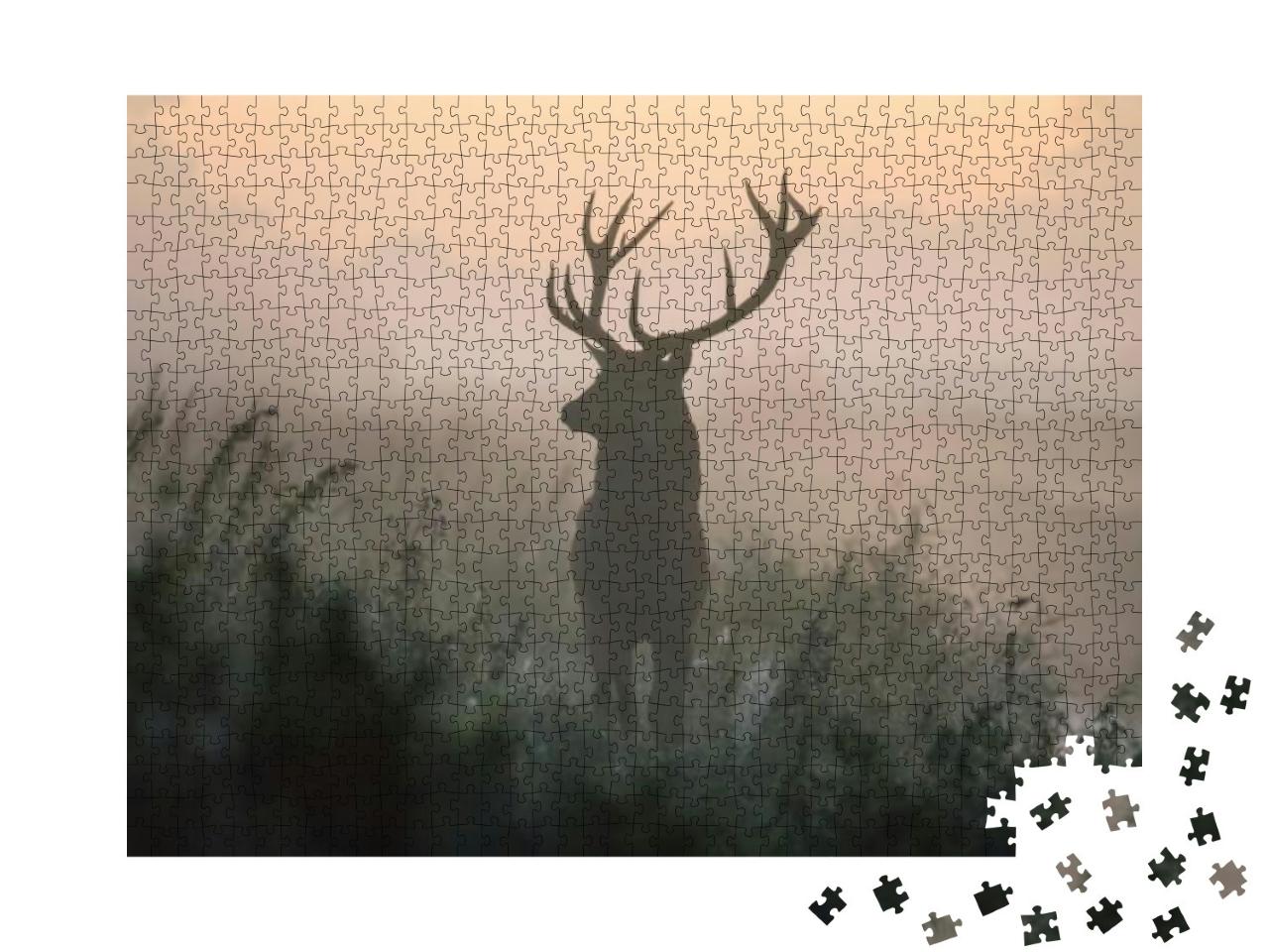 A Deer in the Colors of a Foggy Morning... Jigsaw Puzzle with 1000 pieces
