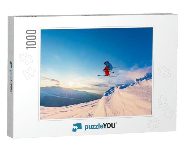 Good Skiing in the Snowy Mountains, Carpathians, Ukraine... Jigsaw Puzzle with 1000 pieces