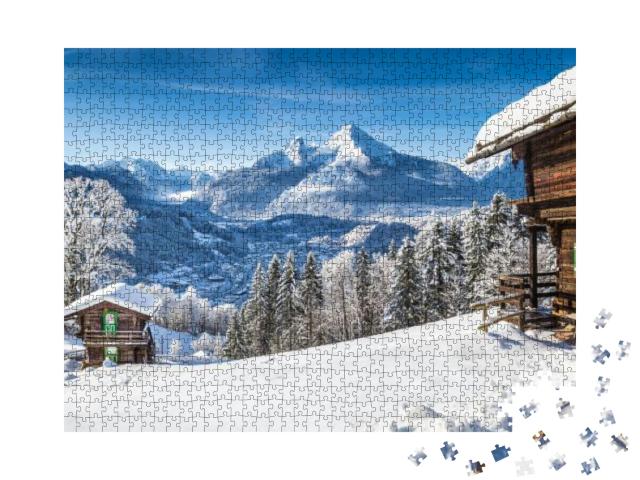 Panoramic View of Beautiful White Winter Wonderland Mount... Jigsaw Puzzle with 1000 pieces