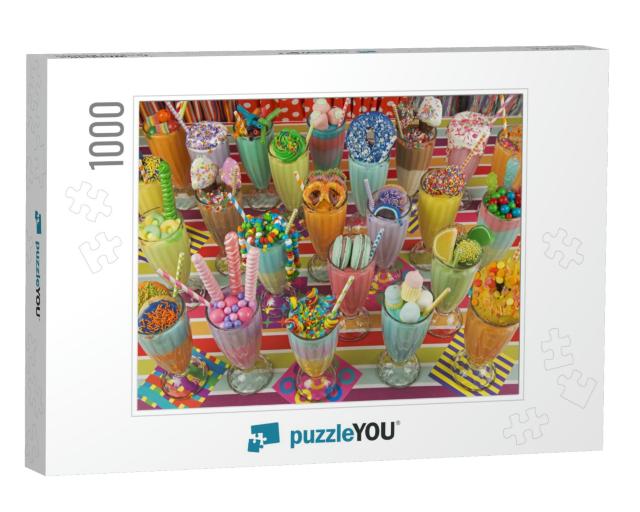 Colorful Fancy Milkshakes Photo Collage Jigsaw Puzzle with 1000 pieces