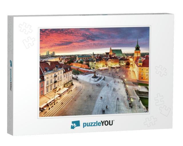 Warsaw, Royal Castle & Old Town At Sunset, Poland... Jigsaw Puzzle