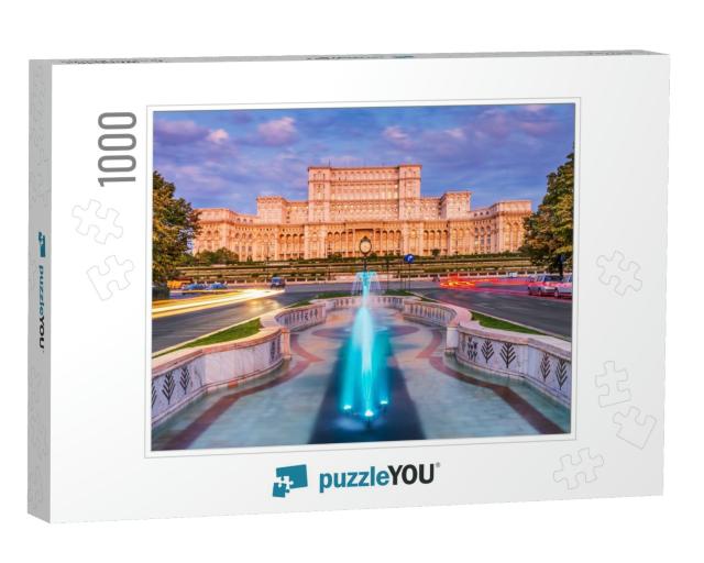 Bucharest, Romania. the Palace of the Parliament At Sunri... Jigsaw Puzzle with 1000 pieces