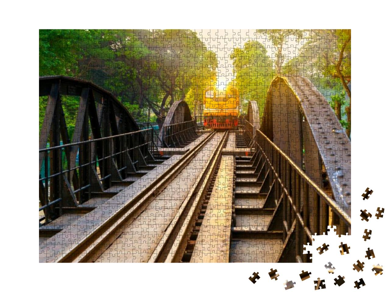 The Old Train on the Bridge Over the Rivekwai in Kanchana... Jigsaw Puzzle with 1000 pieces