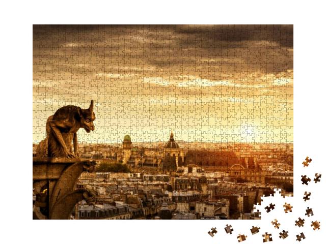 Chimera or Gargoyle on the Cathedral of Notre Dame De Par... Jigsaw Puzzle with 1000 pieces