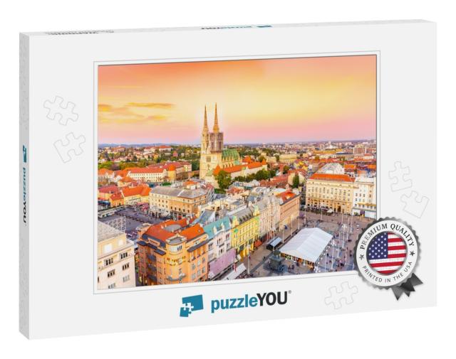 Zagreb Croatia At Sunset. Aerial View from Above of Ban J... Jigsaw Puzzle