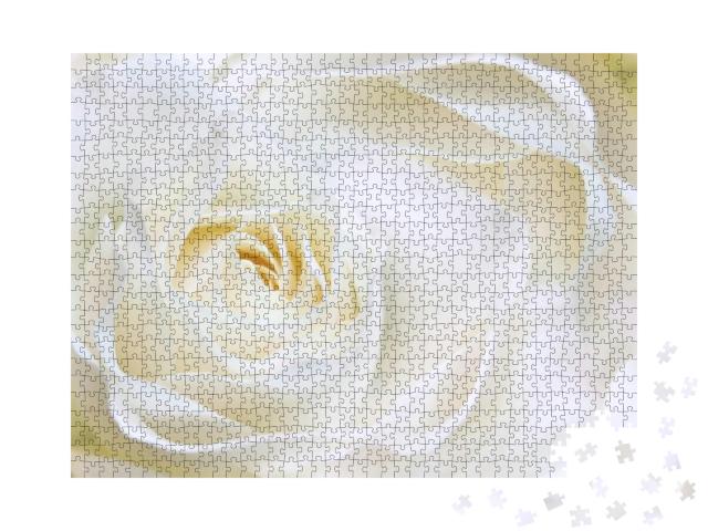 White Huge Airy Rose, Macro-Festive Background for Weddin... Jigsaw Puzzle with 1000 pieces