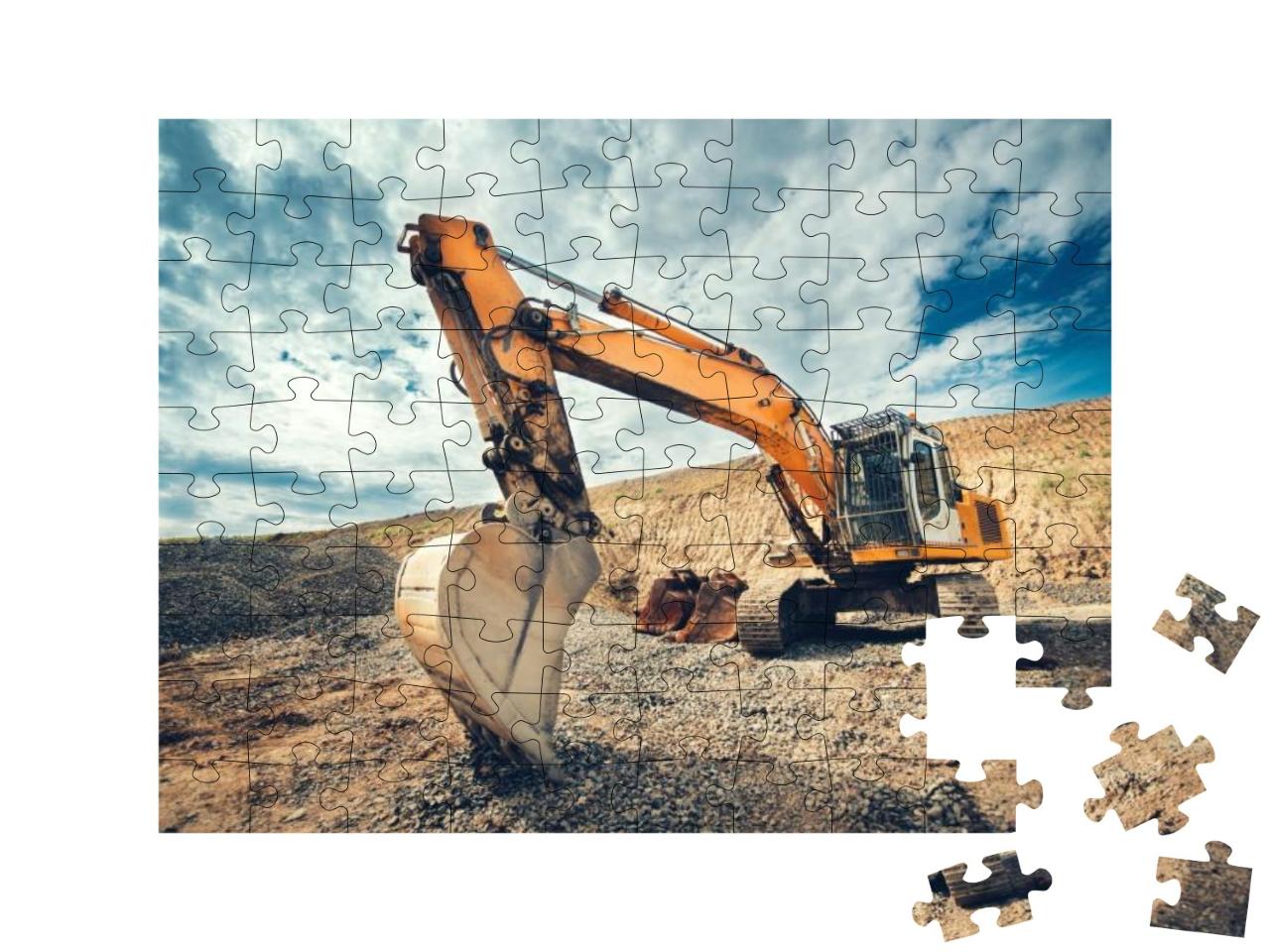 Close Up Details of Industrial Excavator Working on Const... Jigsaw Puzzle with 100 pieces