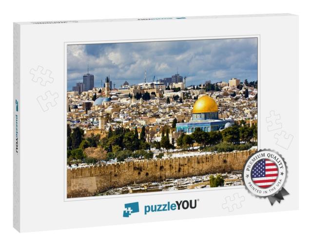 Jerusalem Old City Panorama Under Rare Snow... Jigsaw Puzzle