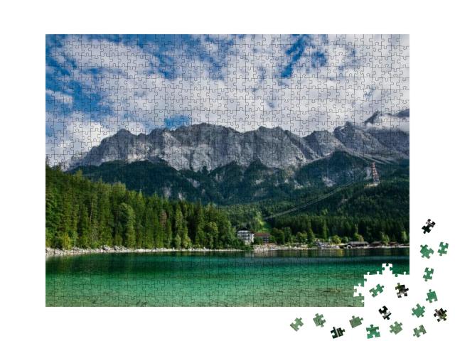 Eibsee Lake in Front of Zugspitze Mountain in Bavaria Ger... Jigsaw Puzzle with 1000 pieces