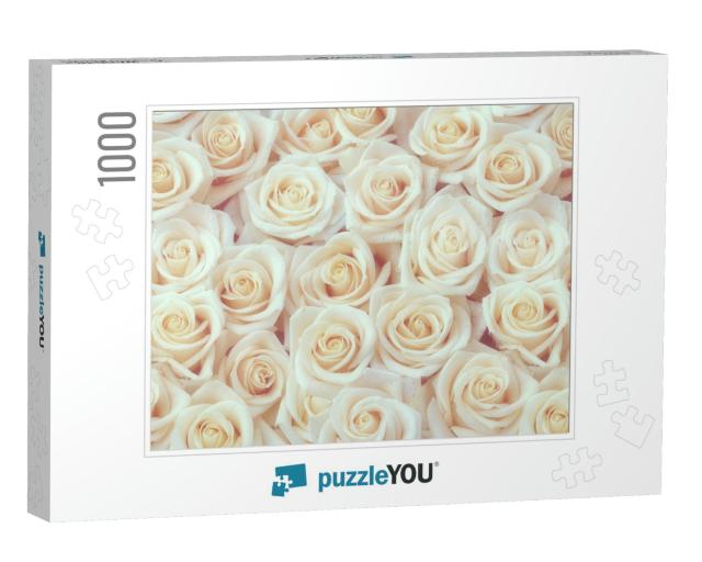 White Roses Horizontal Seamless Pattern. White Roses Arra... Jigsaw Puzzle with 1000 pieces
