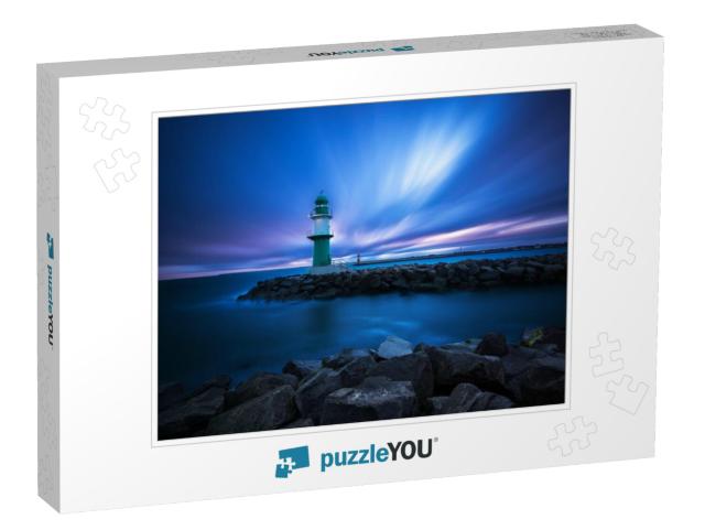 Sunrise At the Lighthouse in Rostock... Jigsaw Puzzle