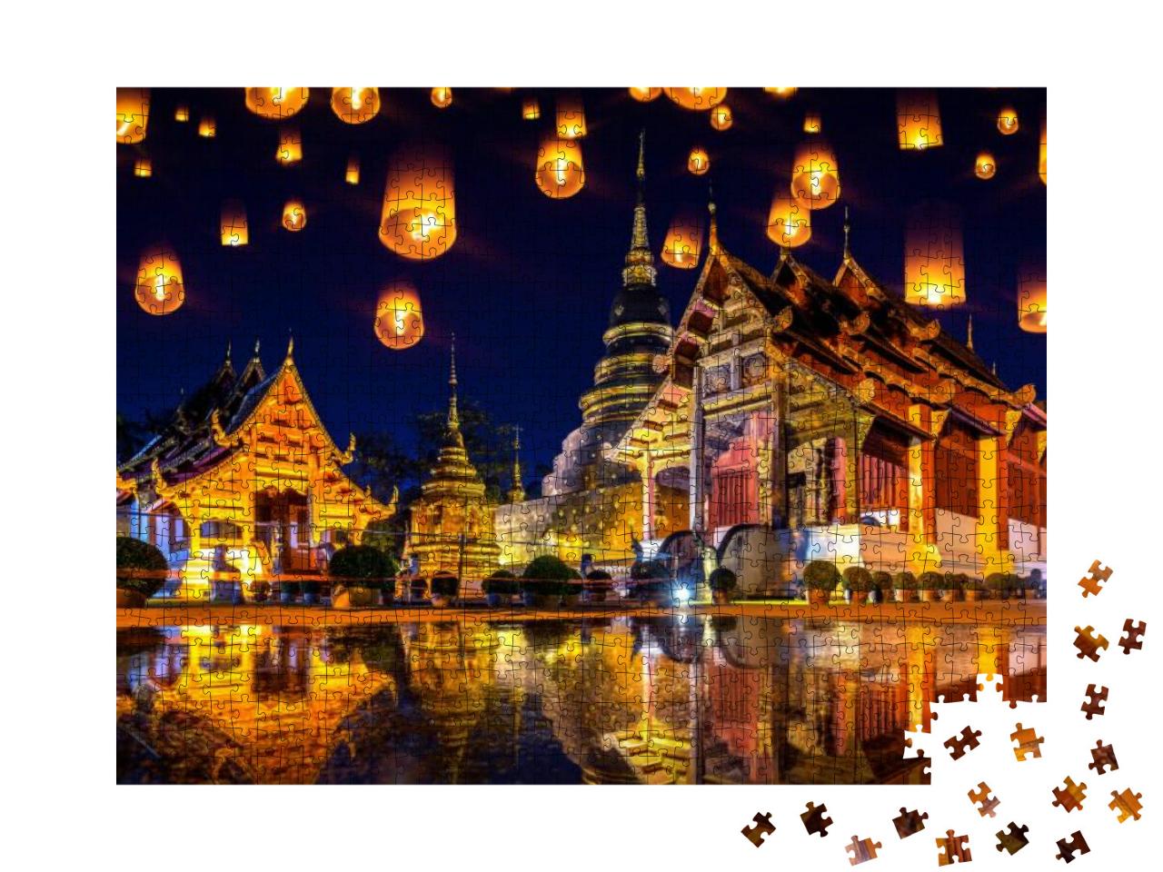 Yee Peng Festival & Sky Lanterns At Wat Phra Singh Temple... Jigsaw Puzzle with 1000 pieces